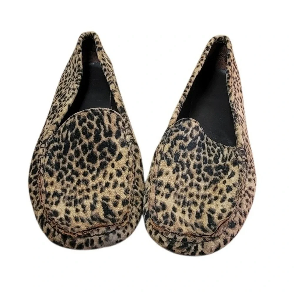Womens Leopard Print Driving Loafers Animal Pattern Slip On‎ Moc Toe Shoes 8.5